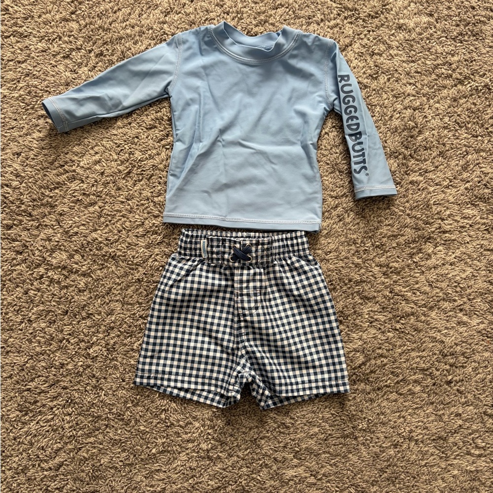 RuggedButts Rash Guard and Swim Trunks